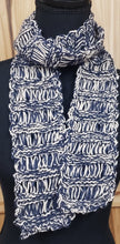 Load image into Gallery viewer, Scarf Hand Knit Navy Cream