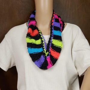 Cowl Hand Knit Neon
