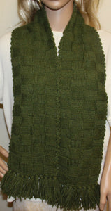 Green Scarf Hand Knit - nw-camo