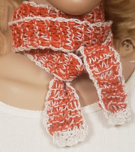 Scarf Hand Knit Red Tan