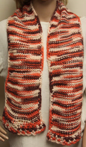 Scarf Hand Knit Peach and Tan - nw-camo