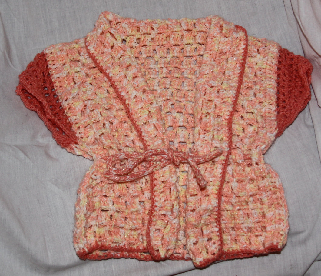 Girls Hand Knit Cardigan Peach Vest - nw-camo