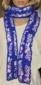 Pink and Blue Extra Long Hand Knit Scarf - nw-camo