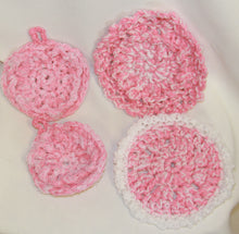 Load image into Gallery viewer, Hand Crocheted Pink Pot Scrubber, Pot Holder, &amp; Hot Pad Set - nw-camo