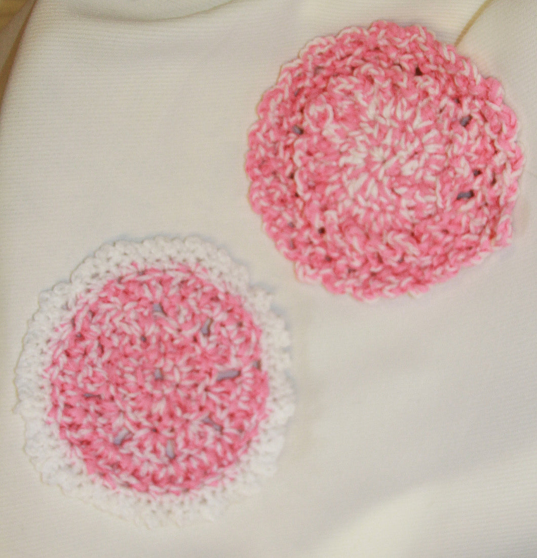 Hand Crocheted Pink Pot Scrubber, Pot Holder, & Hot Pad Set - nw-camo
