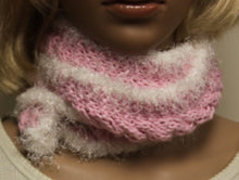 Load image into Gallery viewer, Pink and White Fun Fur Hand Knit Scarf - nw-camo