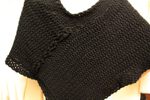 Black Poncho Hand Knit - nw-camo