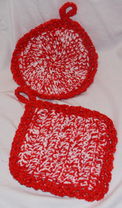 Pot Holder Set of 2 Red and White - nw-camo