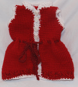 Infant Dress Hand Knit Red and White - nw-camo