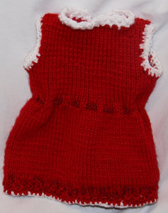 Infant Dress Hand Knit Red and White - nw-camo