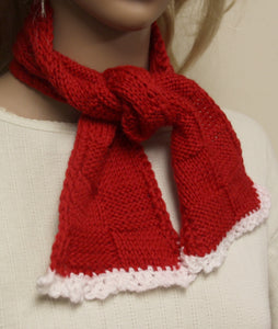 Red Scarf Hand Knit Cowl - nw-camo