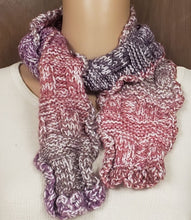 Load image into Gallery viewer, Scarf Hand Knit Rose Lavender &amp; Purple