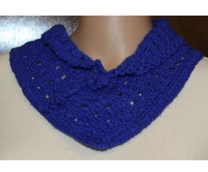 Cowl Hand Crocheted Royal Blue