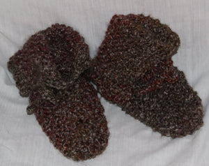 Boot Slippers Hand Knit Rust and Brown - nw-camo