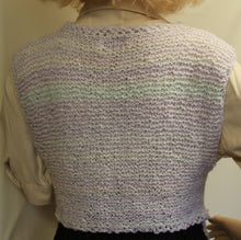 Load image into Gallery viewer, Shrug Scarf Hand Knit White &amp; Lavender - nw-camo