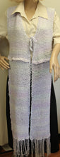 Load image into Gallery viewer, Shrug Scarf Hand Knit White &amp; Lavender - nw-camo