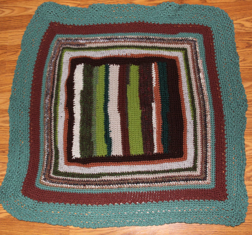 Earth Tones Stiped Blanket Hand Crocheted - nw-camo