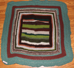 Earth Tones Stiped Blanket Hand Crocheted - nw-camo