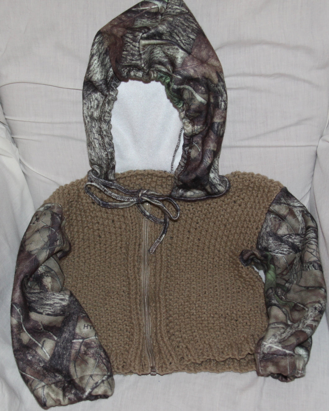 Child's Hand Knit Cardigan Hooded Sweater - nw-camo