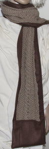 Fleece and Hand Knit Pocket Scarf Tan and Brown - nw-camo