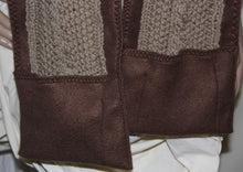 Load image into Gallery viewer, Fleece and Hand Knit Pocket Scarf Tan and Brown - nw-camo