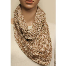 Load image into Gallery viewer, Cowl Hand Knit Tan White