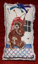 Load image into Gallery viewer, Cross Stitch Hand Knit Pin Cushion with Teddy Bear Picture - nw-camo
