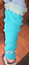 Load image into Gallery viewer, Beaded Leggings Turquoise Cotton with Hand Knit Trim - nw-camo