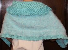 Load image into Gallery viewer, Turquoise Collared Poncho Shawl Hand Knit