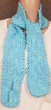 Load image into Gallery viewer, Scarf - Hand Knit - Lacy- Turquoise,Scarves and Cowls,nw-camo.