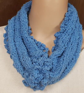 Cowl Hand Knit Turquoise