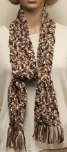 Load image into Gallery viewer, Tan Black and White Scarf Hand Crocheted - nw-camo