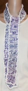 White Blue Lavender Hand Knit Scarf - nw-camo