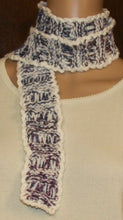 Load image into Gallery viewer, White Blue Lavender Hand Knit Scarf - nw-camo