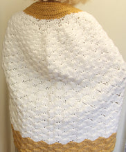 Load image into Gallery viewer, Shawl Hand Crocheted White &amp; Gold - nw-camo