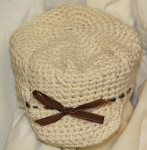 White brimmed Cap Hand Crocheted - nw-camo