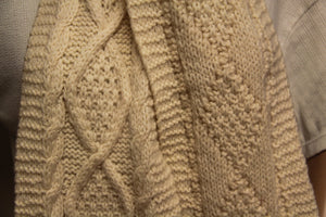 Scarf Cream Hand Knit Cables - nw-camo