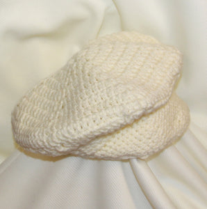 White Crochet Newboy Cap Hat - nw-camo
