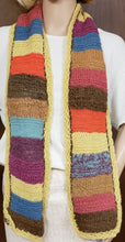 Load image into Gallery viewer, Wool Scarf Hand Knit Stripes Gold Trim - nw-camo