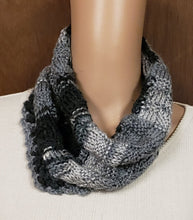 Load image into Gallery viewer, Cowl Hand Knit Black Gray