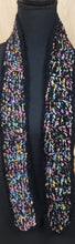 Load image into Gallery viewer, Scarf Hand Crocheted Black Bright Pastels