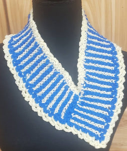 Cowl Hand Knit Blue Yellow