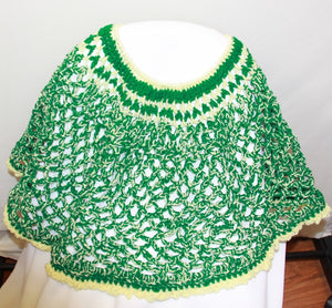 Capelet Poncho Hand Crocheted Yellow & Green - nw-camo