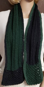 Black & Green Scarf Hand Knit - nw-camo