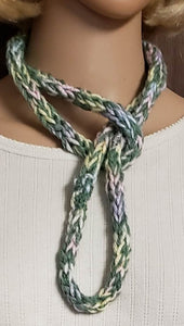Green & Pastels Infinity "Rope" Scarf Hand Knit - nw-camo