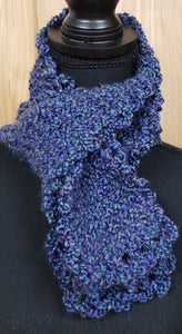 Scarf Hand Knit Navy Purple