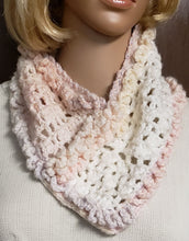 Load image into Gallery viewer, Cowl Hand Crocheted Peach White