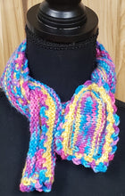 Load image into Gallery viewer, Scarf Hand Knit Pink Yellow Blue
