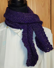 Load image into Gallery viewer, Scarf Purple Gray Hand Knit
