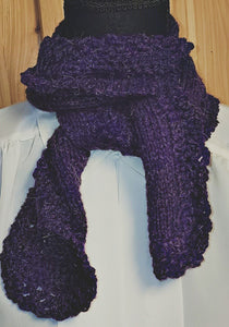 Scarf Purple Gray Hand Knit